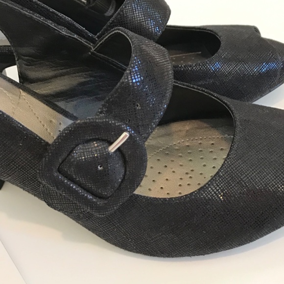 ABELLA Comfort Heels Dress Sandals Slingback Peep Toe Black Women’s Size 7 - Picture 6 of 16